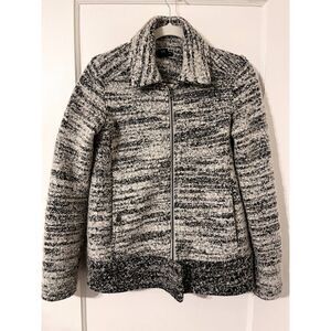 Womens Club Monaco Jacket Tweed Mohair/Wool Full Zip Collar Gray Size S